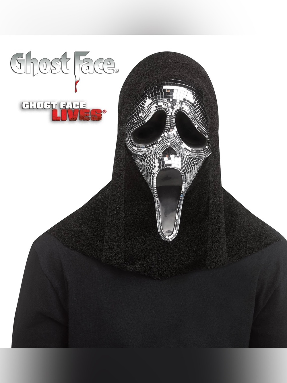 Silver Disco Ghost Face Adult Mask